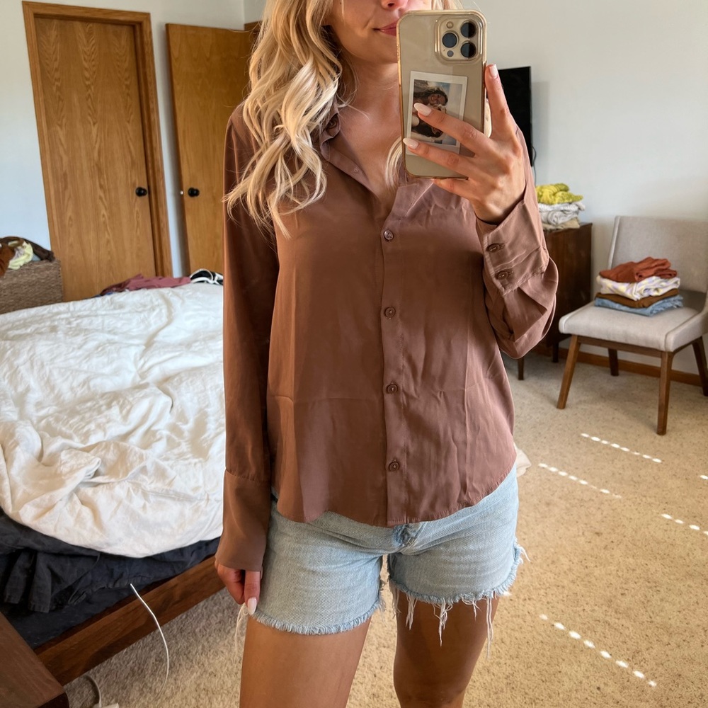 Silky/Satin Button Up From Abercrombie! - image 1